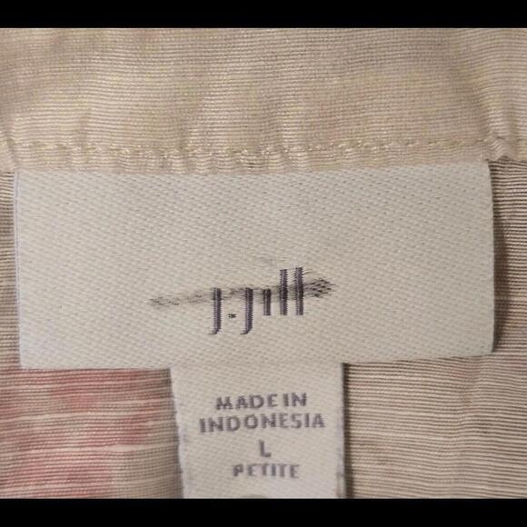 New Women’s J.Jill button long sleeve peach floral Linen tunic blouse top size L - Picture 6 of 9